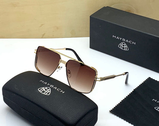 Maybach Brown Glass With Over Size Square Frame Men's Women's Sunglass For Man Women Or Girl MB-677 Dark Brown lens Gift Sunglass