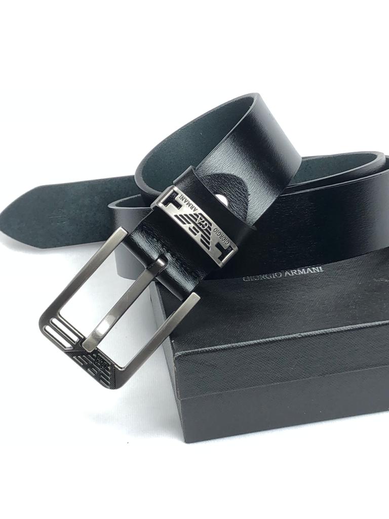 Giorgio Armani Brown Color Plain Leather Formal Men's Women's Waist Belt For Man Woman Or Girl Formal Armani Silver Buckle Gift Belt ARM-609