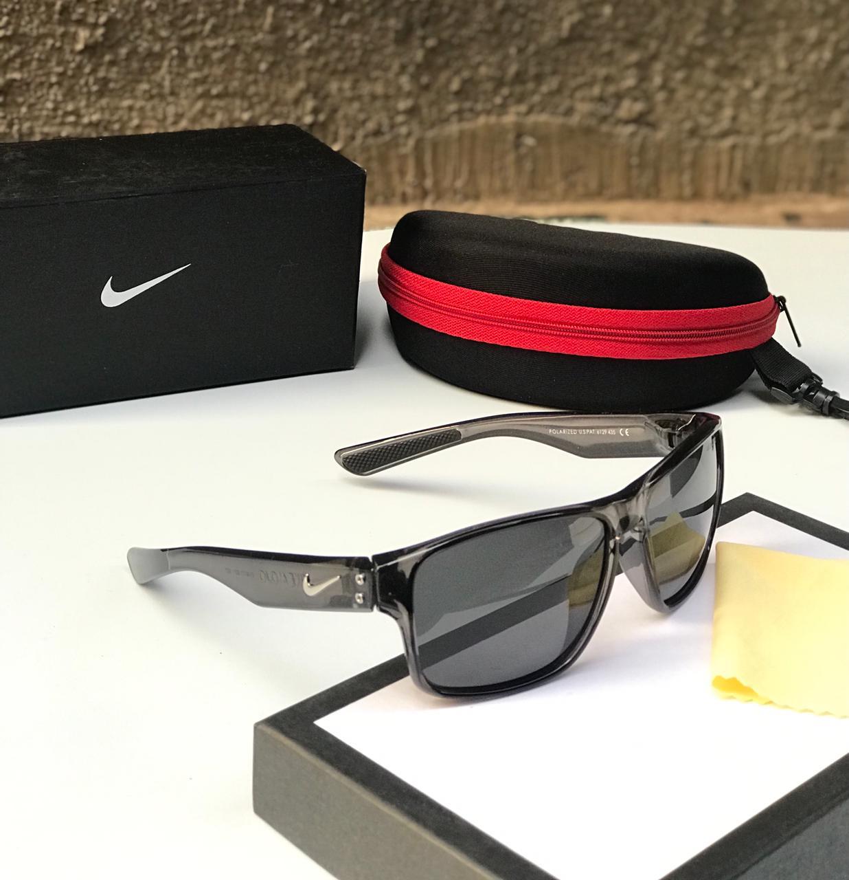 Nike Branded Black Glass Men's and Women's Sunglass for Man and Woman or Girls NK-3123 Black Frame Unisex Gift Sunglass