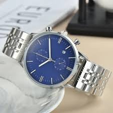 Emporio Armani Chronograph Silver and Blue tone Strap Date men's Watch For Men With Blue Dial AR1648 Gift Best watch
