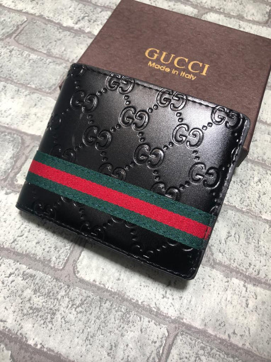 Gucci Made In Italy Black Color Men's Wallet For Man Black Big GG Leather Gift Wallet Gucci Design Print GC-B-120