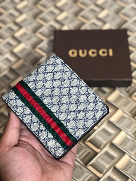 Gucci Made In Italy Silver Color Men's Wallet For Man Blue Small GG Leather Gift Wallet Gucci Design Print GC-B-2995