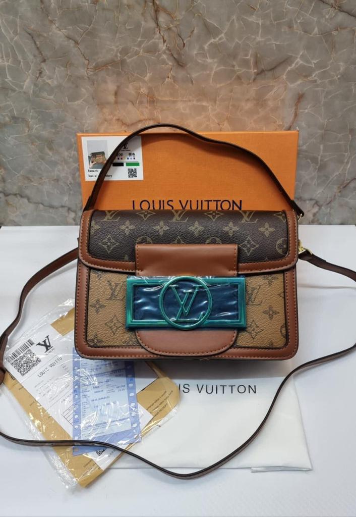 LOUIS VUITTON Brown And Dust Color Women's Or Girls Small Bag Along with Shoulder Chain- Stylist Daily Use Womens Bag LV-7434-WBG