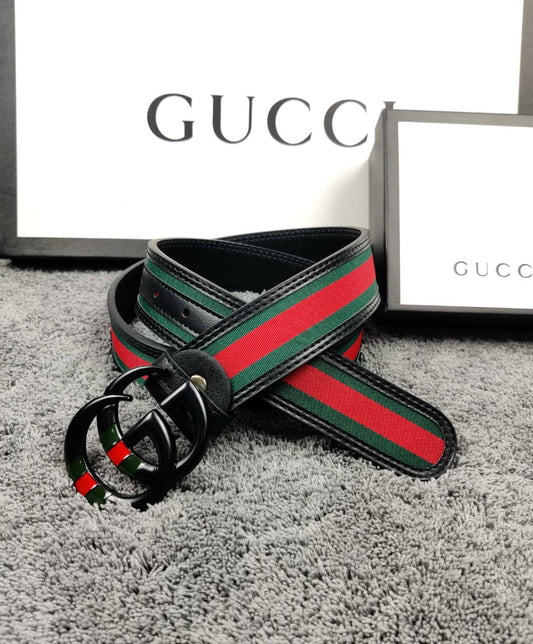 Gucci Black Color Gucci Print Leather Formal Men's Women's Waist Belt For Man & Woman Or Girl Formal Gucci Buckle Gift Belt GC-ML-356