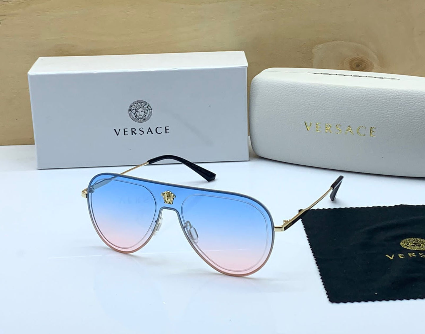 Versace Ver-9087 Half Blue shade Gradient Lens Sunglasses For Men For Women With Black Stick Sunglass