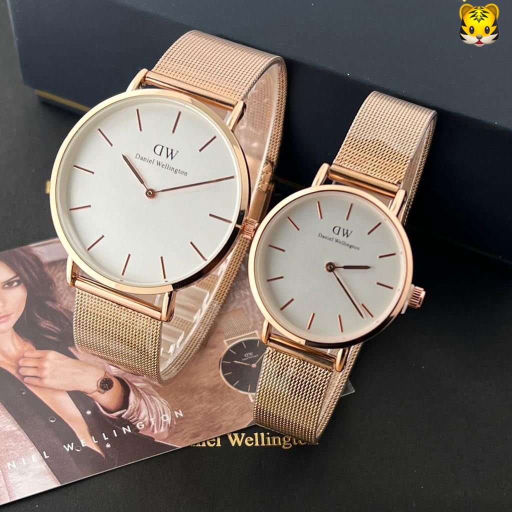 Daniel Wellington Analog Petite Melrose Analog Watch For Couples White Color Dial With Gold Case And Stainless Steel Strap For Couples Watch DW-CPL-5020 - Classy Look Watch For Couples