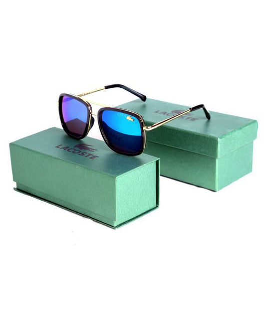 LACOSTE Sunglass - Blue Square Black Bold Frame Men's Women's Sunglasses Best Casual Dress Sunglasses Man Woman Or Girl LS-529 Gold Frame Sunglass