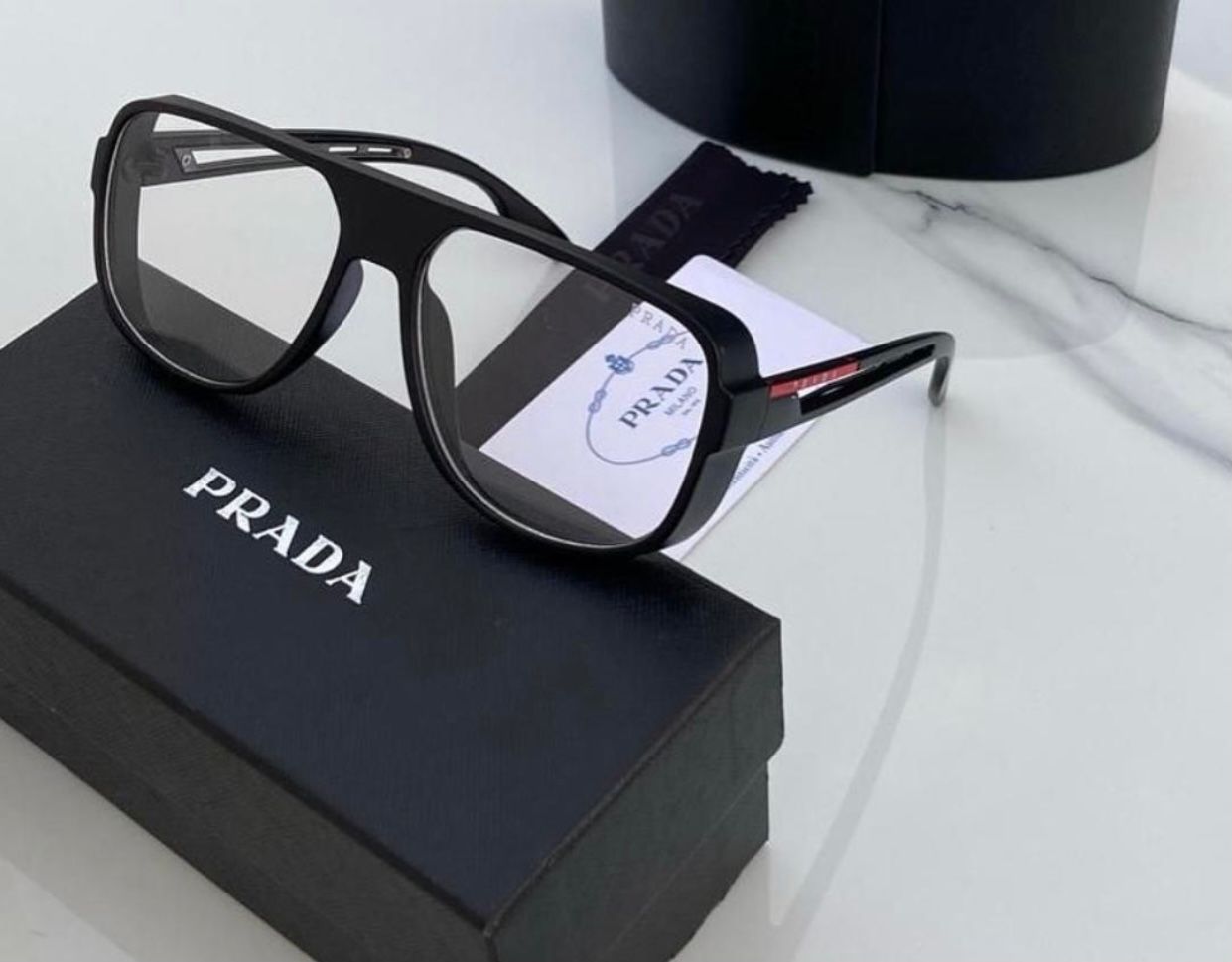 Prada Latest Design Transparent Glass For Men's Women's For Man Woman Or Girl Pra-1581 Black Frame Sunglass- For Causal Use