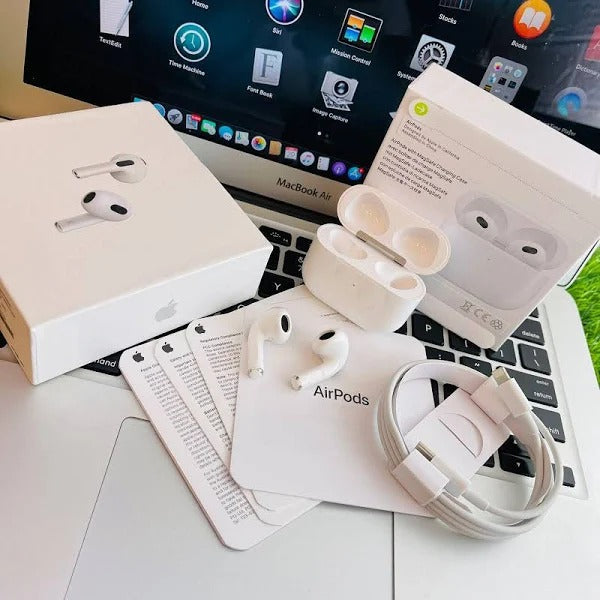 New AirPods (3rd Generation) with Wireless Charging Case | Wireless Mobile Bluetooth | Compatible with Android & iOS Devices Air Pod Airpods-3