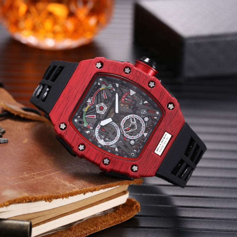 Richard Mille Chronograph Black Strap Red Case Multi Color Dial Men's Watch For Man Date Gift Watch RM50-03/01-BR