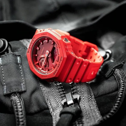 Casio G-Shock Chronograph Digital Red Color With Red Color Dial & Rubber Belt Men's Watch For Man With -Best Gift Watch G-SHOCK GA-2100