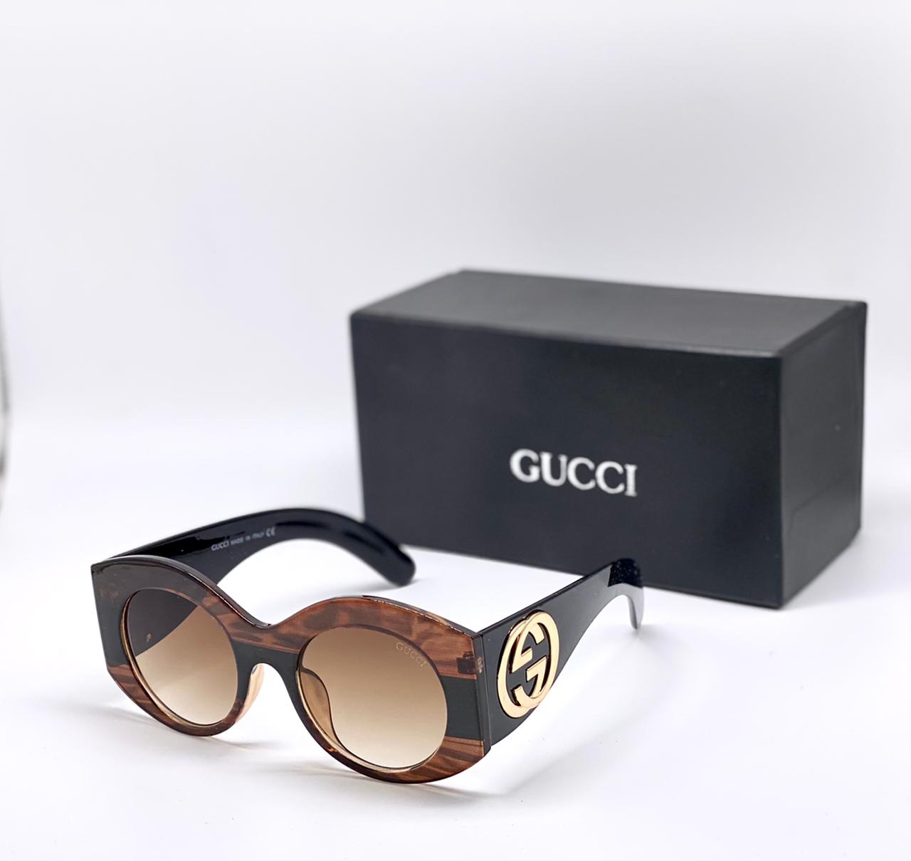 Gucci Branded Black Brown Color Shade Glass With Brown Transparent Glass Men's Women's Sunglass For Man Woman Or Girl Gg-0177S Urban Web Block Diva Flat Oversized Sunglasses