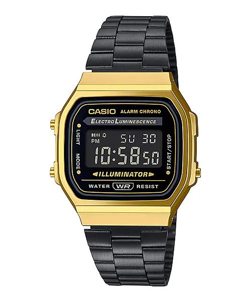 Casio Vintage Classic Digital Watch New Era VT-A170W Black Dial Gold Case And Stainless Steel Strap Watch Design Unisex Retro Vintage Melbourn Best digital Gift Ever