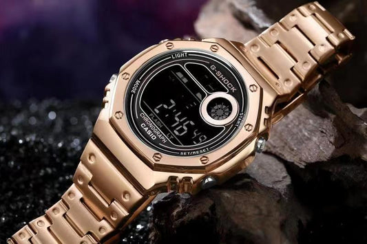 Casio G-Shock Analog Digital Color Rose Gold Belt Style Bracelet Men's Watch With Black Dial Gift Watch Ever GA2100 3AER