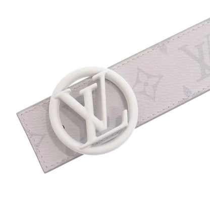 Louis Vuitton White Color Leather Men's Women's LV-BLT-109 Waist Belt for Man Woman or Girl Gold Circle LV Silver Buckle Gift Belt