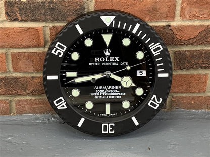 Rolex Wall Clock Quartz Analog Dated Design Metal Art Wall Clock Luminous Function Black Dial Metal Home Decor Wall Clocks Inspired By Submariner II Dated Wall decording Clock- Classy Look Clock For Home D cor Wall RLX-WC-803