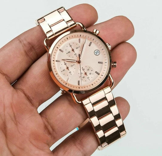 Fossil Computer Chronograph Rose Gold Stainless Steel Strap and Rose Gold Dial Watch For Men Genuine for Gentlemen's FS-85729C