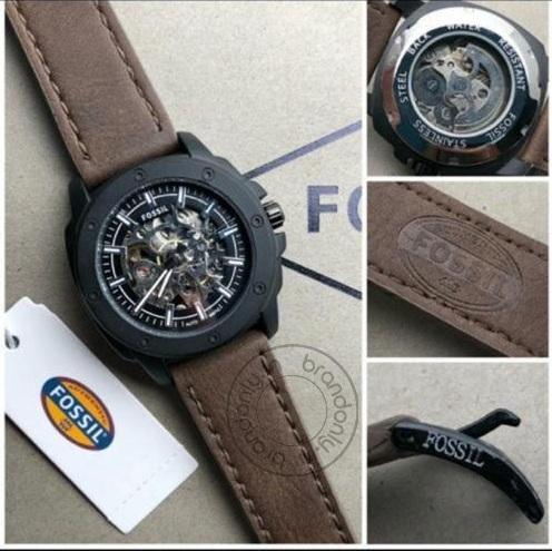 Fossil Skeleton Black Chronograph Automatic Mens Watch Me3080(Leather) Brown Leather Formal Casual Metal Watch For Man