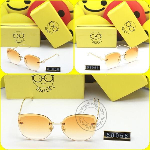 Smile Orange Shade Glass Women's Sunglass for Woman or Girl SM-2000 Golden Frame Gift Sunglas