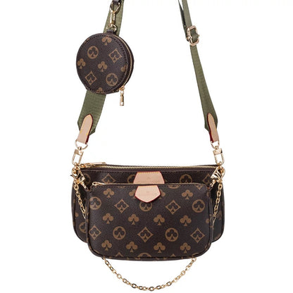 LOUIS VUITTON Cross Body Handbag In Stunning Brown In Checks Pattern Brown Color Belt Women's Or Girls Bag Along with sling- Stylist Daily Use Bag LV-2874