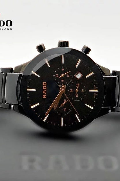 Rado Diamaster Chronograph Men's Watch Black Ceramic Case Black Dial R-30130982