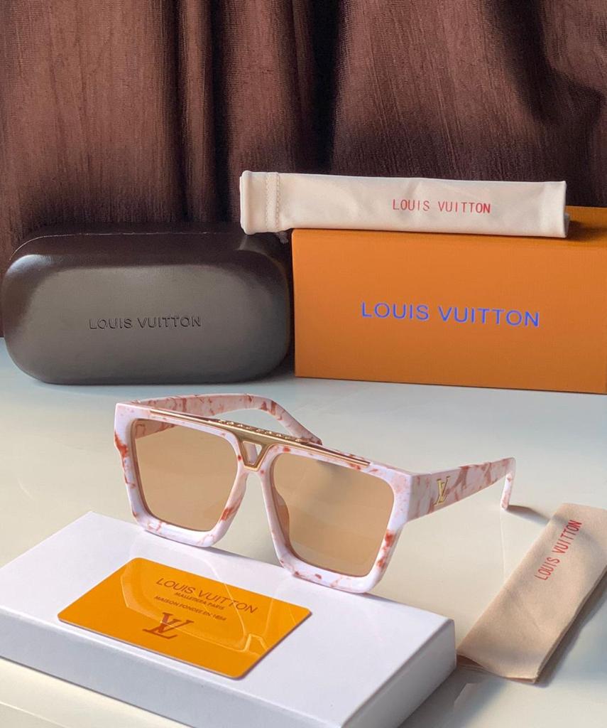 Louis Vuitton Branded Coolest Square Sunglasses Men's and Women's sunglass LV-3859 White and Orange Frame Unisex Gift Sunglass