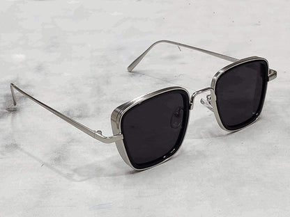 Husky Dusky Black Color Glass Men's Women's Sunglass For Man Woman Or Girl LV-864 Silver Stick Gift Sunglass