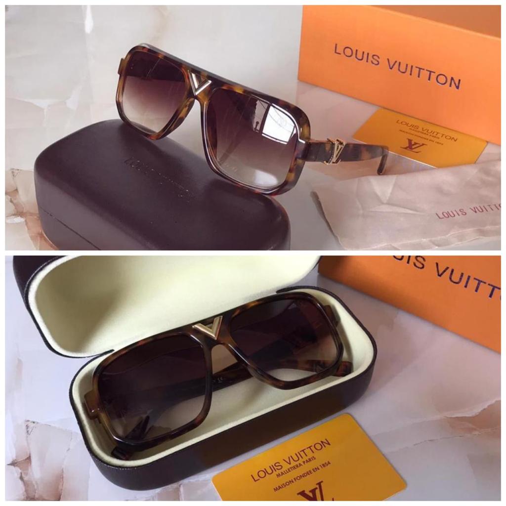 Louis Vuitton Branded Brown Glass Men's and Women's Sunglass LV-8410 Brown Big Bold Square Cheeta Frame Unisex Gift Sunglass-TIME TO PROTECT YOUR EYES AND LOOK DIFFERENT