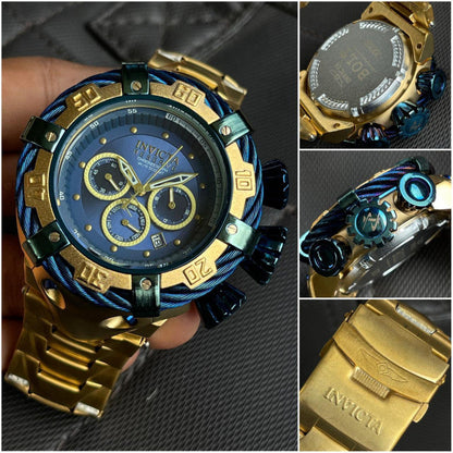 Invicta Reserve Mens Thunder Bolt Quartz Chronograph Gold Men's Watch For Gift INC-21347