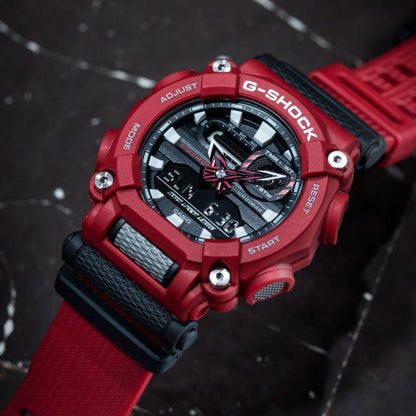 Casio G-Shock Digital Analog Red Belt Watch For Men's GA-900-4A Black & Red Color Dial Day And Date Stylist Gift Watch GA-900-4A