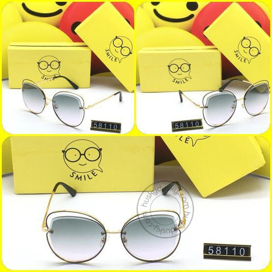 Smile Double Shaded Glass Man's Women's Sunglass for Man Woman or Girl SM-BB-12 Black GoldenFrame Gift Sunglas