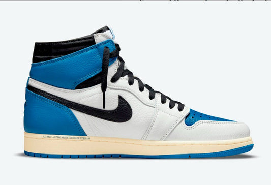 Fragment Design x Travis Scott x Air Jordan 1 Retro High OG SP Sail Black Military Blue DH3227-105