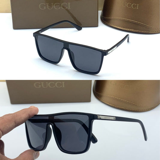 Gucci Branded Black Color Design Glass Bold Stick Men's Women's Sunglass for Man Woman or Girl GG-0090S Black Stick Gift Sunglass