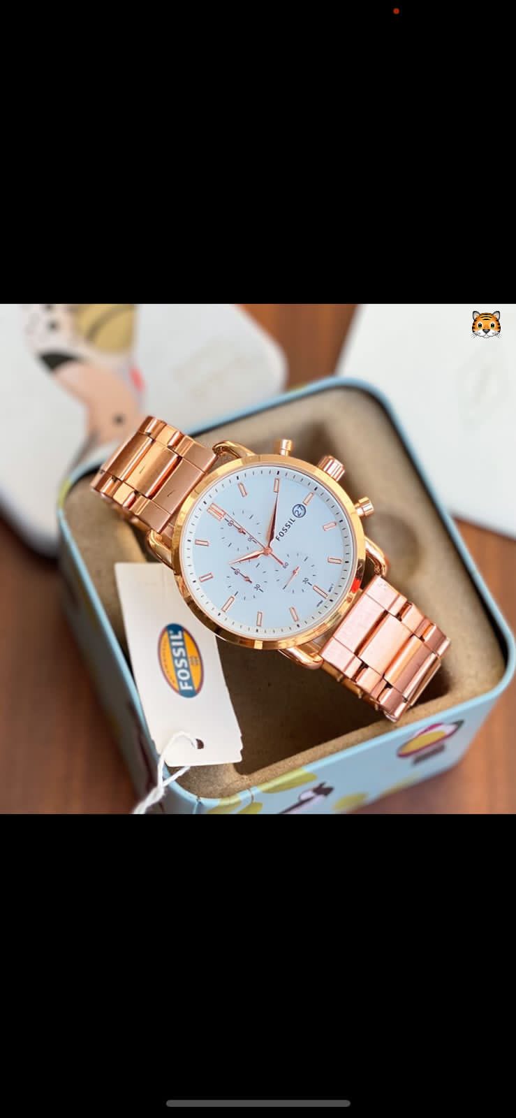 Fossil Analog Watch FS-5410-White Dial Stainless Steel Strap With Rose Gold Color Strap And White Dial Color Men;s Watch - Best Gift