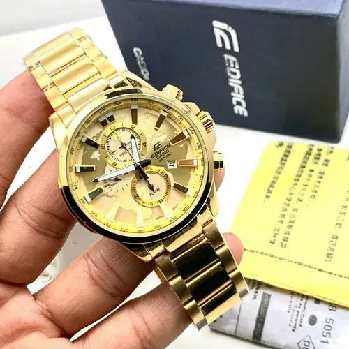 Casio Edifice Chronograph Golden World Design Metal Men's Watch-best Gift EFR-306