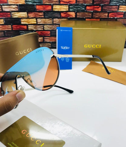 Gucci Blue Color Sunglasses For Man GU-90812 Silver Stick Gift Sunglass