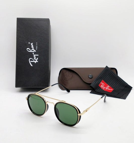 Rayban Brand New stylish Men's And Women's Sunglass Heavy Quality Dark Green Color Glass And Golden Frame RB-1108