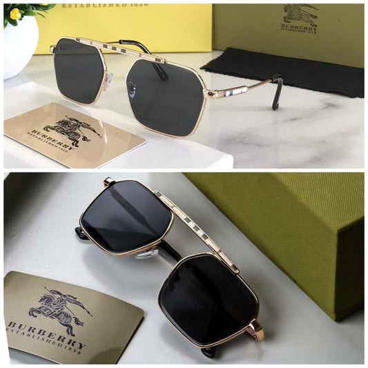 Burberry Black Color Lens With Gold Color Frame Sunglass For Men's Women's For Man Woman Or Girl LS-9010 Sunglass