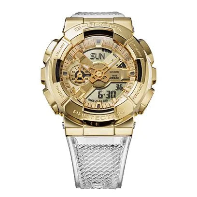 Casio G-Shock Analog Digital Transparent Belt Men's Watch For Man GA-110SG-9AER Golden Color Dial Day And Date Gift Watch