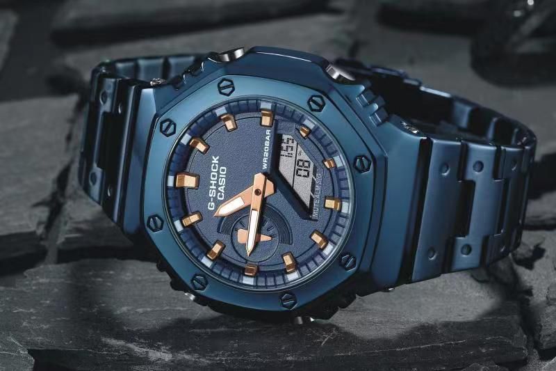 Casio G-Shock Analog Digital Color Blue Belt Style Bracelet Men's Watch With Black Dial Gift Watch GA2100-2AER