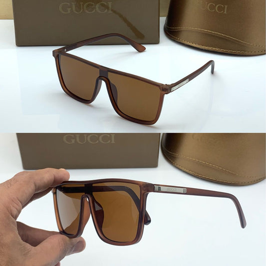 Gucci Branded Brown Transparent Color Design Glass Bold Stick Men's Women's Sunglass for Man Woman or Girl GG-0070S Brown Stick Gift Sunglass