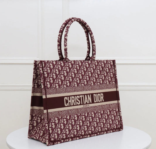 Christian Dior Women Fashion Western Style Tote Elegant One Burgundy Printed In Stylist Color With Brand Dust Cover And For Women's Or Girls Bag - Best Casual Use Bag DR-CH-9090