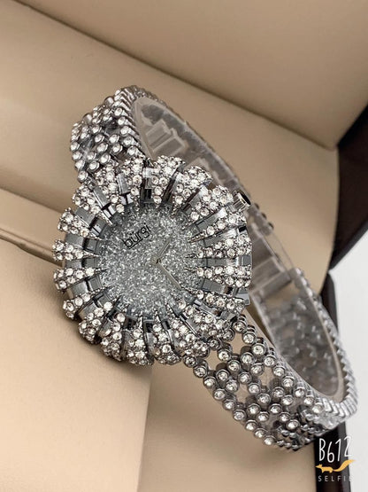 Burgi Branded Analog Silver Watch SophisticatedDiamond Set Braclet Type Watch For Women's_ LUXURY WRIST WATCH BU-54SS