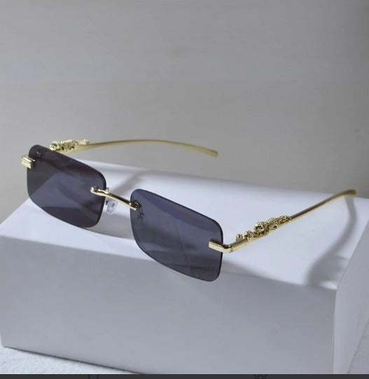 Cartier Rimless Sungalss With Black Lense With Black Stick CRTR-S-7089 Sunglass For Men's And Women's Or Girls