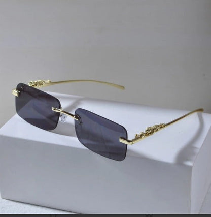 Cartier Rimless Sungalss With Black Lense With Black Stick CRTR-S-7089 Sunglass For Men's And Women's Or Girls