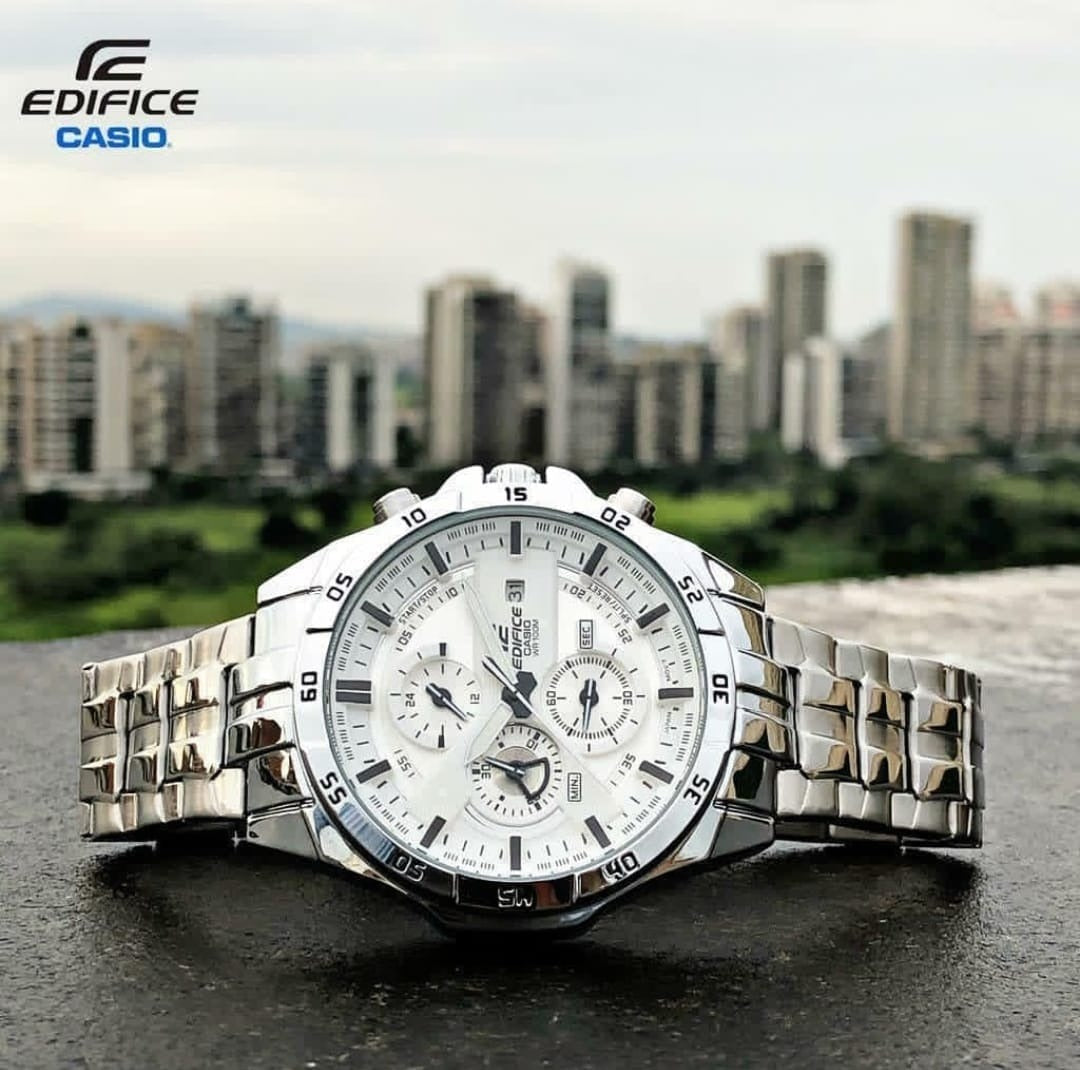 Casio Edifice Multi-Function Chronograph White Dial Stainless Steel Men's Watch EFR-556-SW