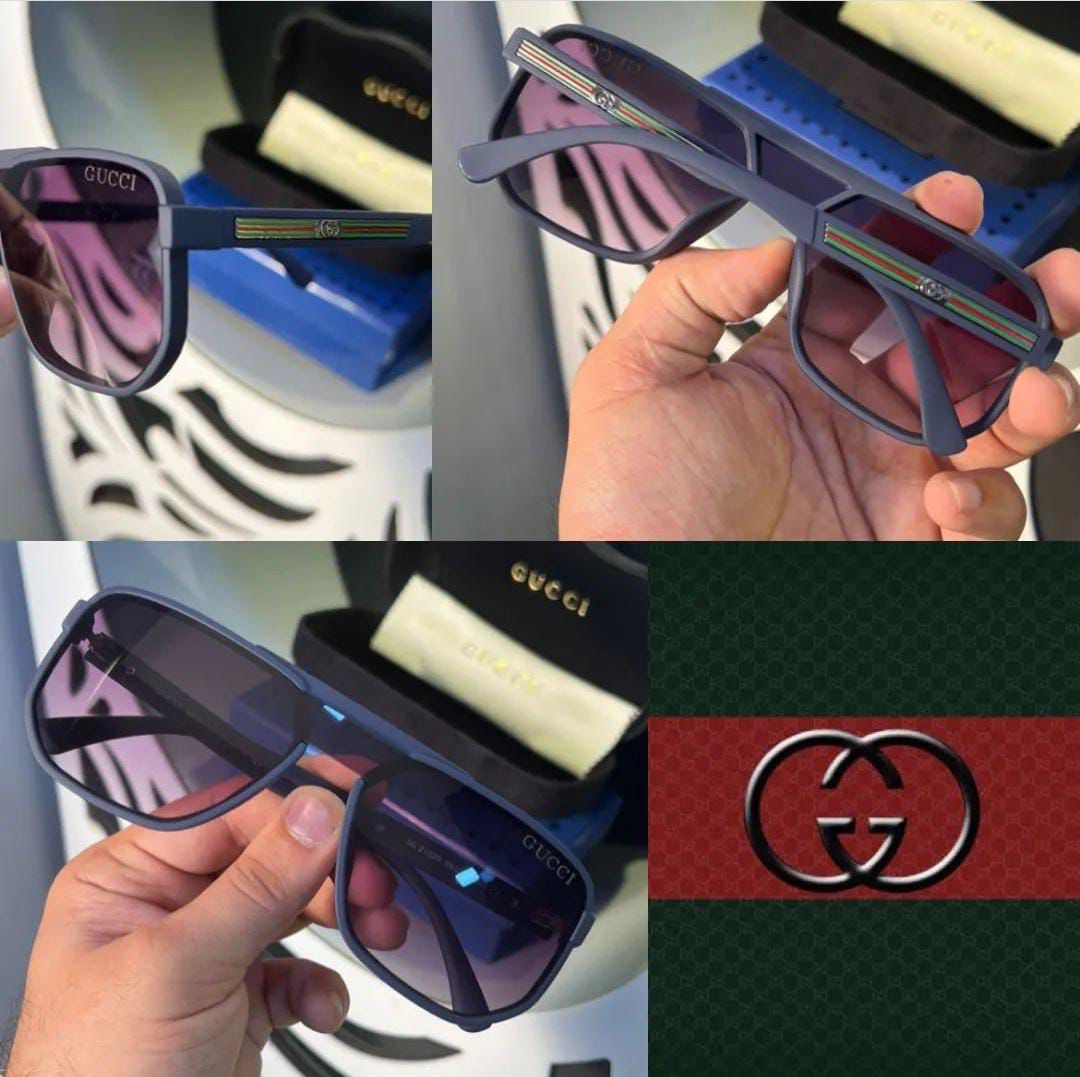 Gucci Transparent Black & Purple Shade Lens OverSize Sunglass for Man Women's or Girl GU-1292 Black Stick Frame Gift Sunglass