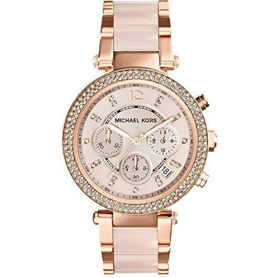 Michael kors Rose Gold Dial Women's Watch For Girl Or Woman Mk5896 Two-Tone Strap Best Gift Watch