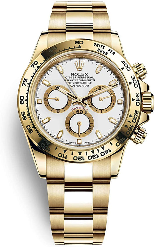RLX Daytona Gold White Dial Metal Men's Watch for Man RLX-GOLD