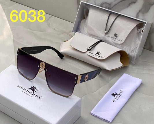 Burberry Branded Oversized Black Purple Multicolor Shade Transparent lens With Black Color BOld Stick Sunglass For Men's Or Women's BB-6139 Square Frame Sunglass Gift